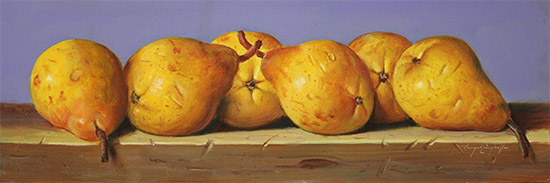 Raymond Campbell, Original oil painting on panel, Pears Without frame image. Click to enlarge