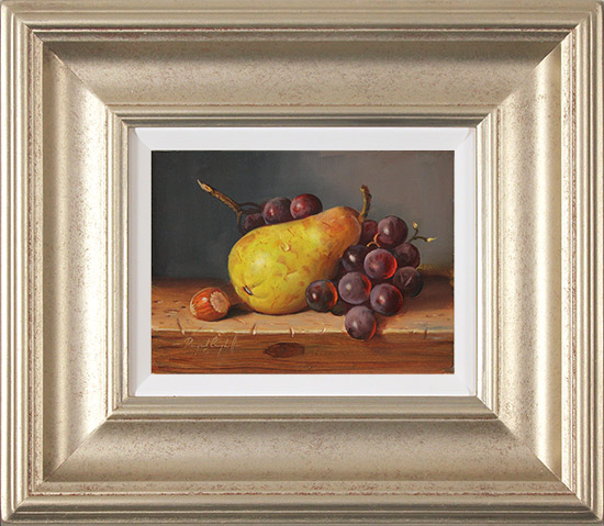 Raymond Campbell, Original oil painting on panel, Pear, Walnut and Grapes 