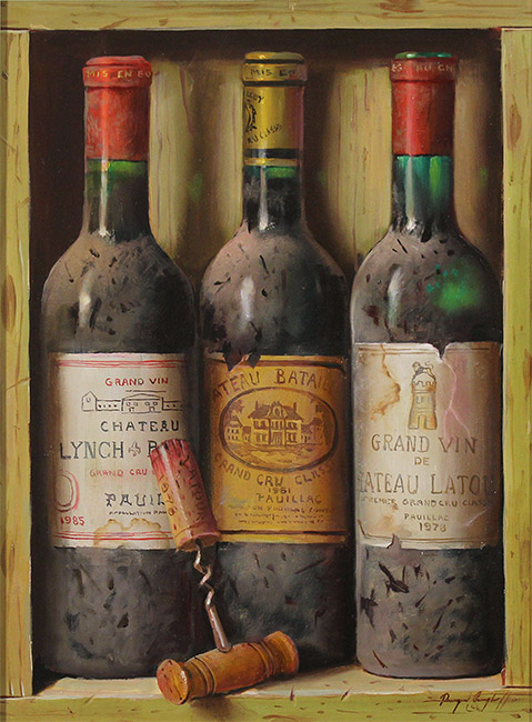Raymond Campbell, Original oil painting on panel, Treasures of the Cellar  Without frame image. Click to enlarge