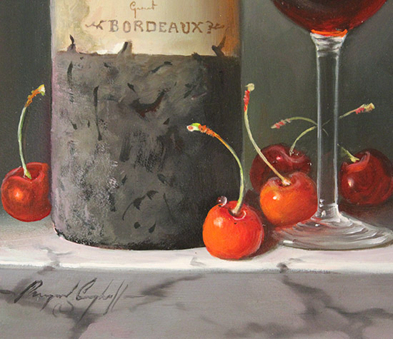 Raymond Campbell, Original oil painting on panel, Mouton Rothschild Bordeaux, 1900 Signature image. Click to enlarge