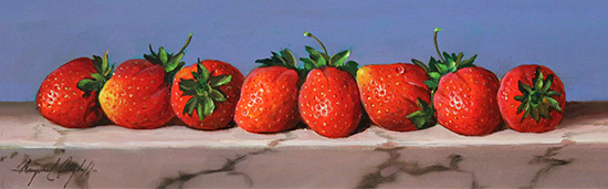 Raymond Campbell, Original oil painting on panel, Strawberries Without frame image. Click to enlarge