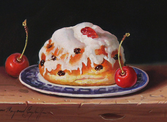 Raymond Campbell, Original oil painting on panel, Belgian Bun Without frame image. Click to enlarge