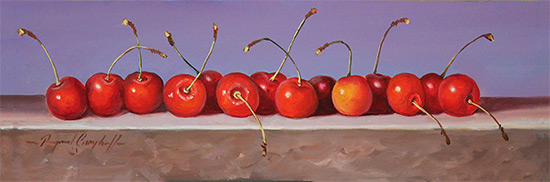 Raymond Campbell, Original oil painting on panel, Cherries Without frame image. Click to enlarge