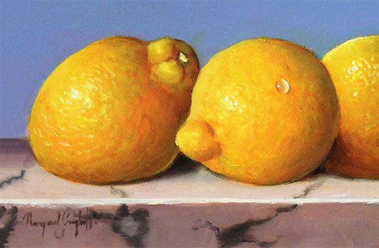 Raymond Campbell, Original oil painting on panel, Lemons Signature image. Click to enlarge
