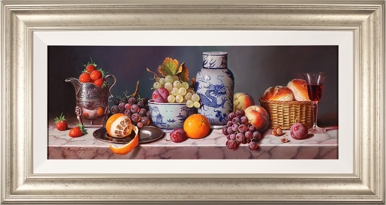 Raymond Campbell, Original oil painting on panel, Luscious Fruits, Ripe for Picking, click to enlarge