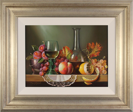Raymond Campbell, Original oil painting on panel, Fruits and Fine Wine