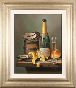 Raymond Campbell, Original oil painting on panel, Champagne Indulgence Large image. Click to enlarge