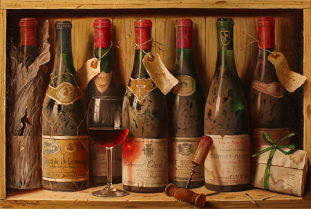 Raymond Campbell, Original oil painting on panel, Burgundies