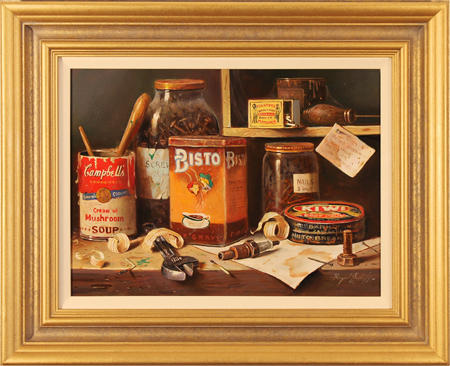 Raymond Campbell, Original oil painting on panel, The Workshop, click to enlarge