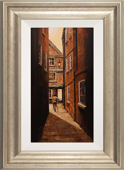 Richard Telford, Original oil painting on panel, Mad Alice Lane, York 