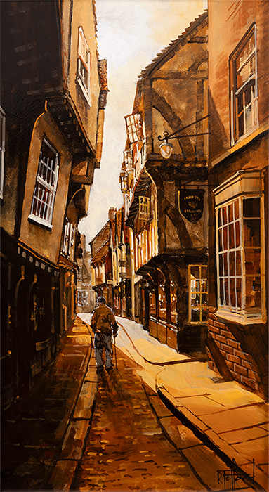 Richard Telford, Original oil painting on panel, The Shambles, York