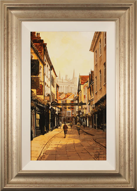 Richard Telford, Original oil painting on panel, Soft Light on Stonegate, York, click to enlarge