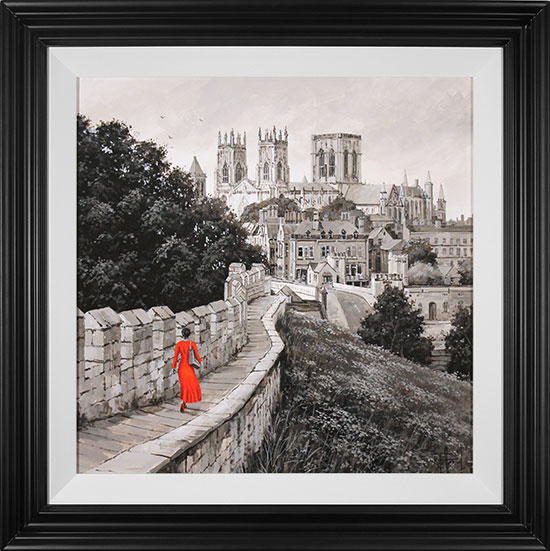 Richard Telford, Original oil painting on panel, Stroll on the City Walls, York, click to enlarge