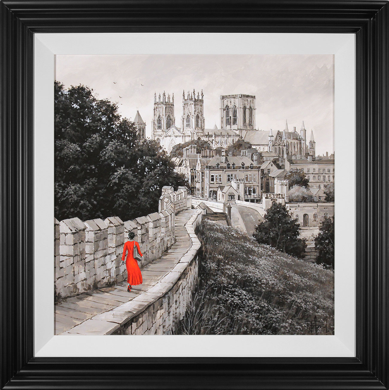 Richard Telford, Original oil painting on panel, Stroll on the City Walls, York. Click to enlarge