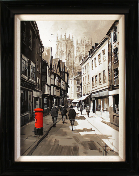 Richard Telford, Original oil painting on panel, Red Post Box on Low Petergate, click to enlarge