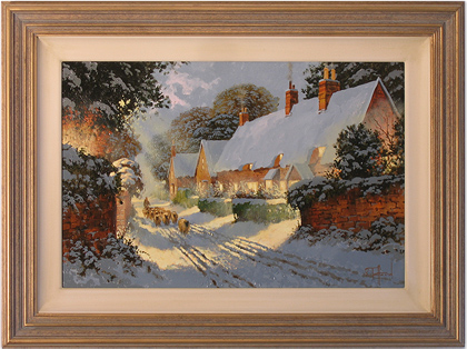 Richard Telford, Original oil painting on canvas, Village Scene, click to enlarge