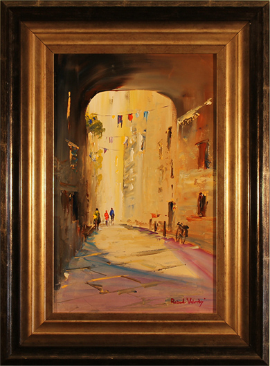 Roberto Luigi Valente, Original acrylic painting on board, Naples, Old Town, click to enlarge