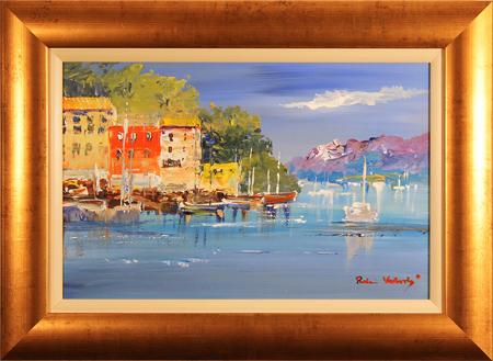 Roberto Luigi Valente, Original acrylic painting on board, Portofino