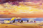 Roberto Luigi Valente, Original acrylic painting on board, Naples Beach