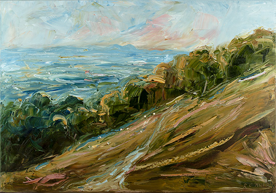 Rupert Aker, Original oil painting on canvas, Sheep on the Hill