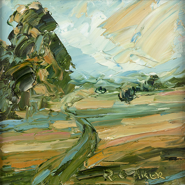 Rupert Aker, Original oil painting on paper, On the Hill