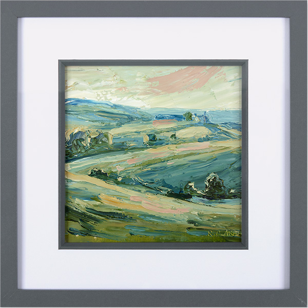 Rupert Aker, Original oil painting on paper, Farm on the Hill