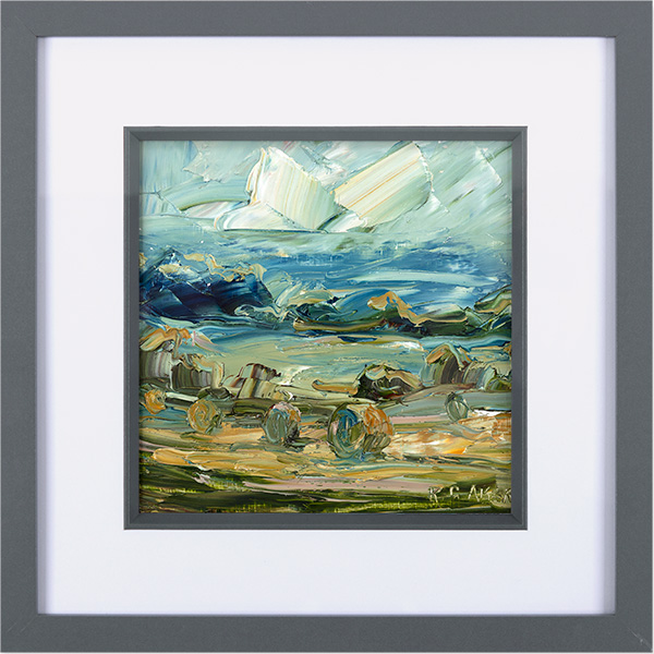 Rupert Aker, Original oil painting on paper, Harvest Bales