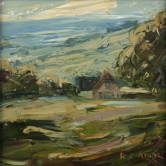 Rupert Aker, Original oil painting on paper, Hartwell's Barn