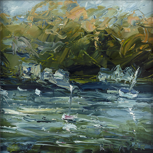 Rupert Aker, Original oil painting on paper, Bodinnick