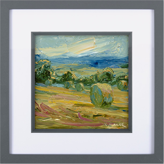 Rupert Aker, Original oil painting on paper, Harvest Bales, click to enlarge