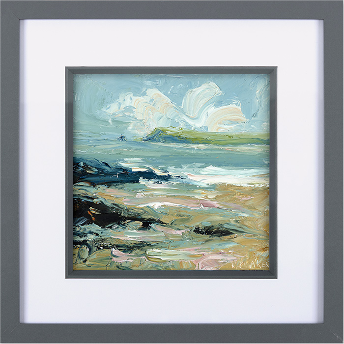 Rupert Aker, Original oil painting on paper, Polzeath Beach, click to enlarge