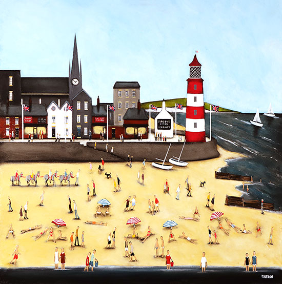 Sean Durkin, Original oil painting on panel, A Day at the Seaside Without frame image. Click to enlarge