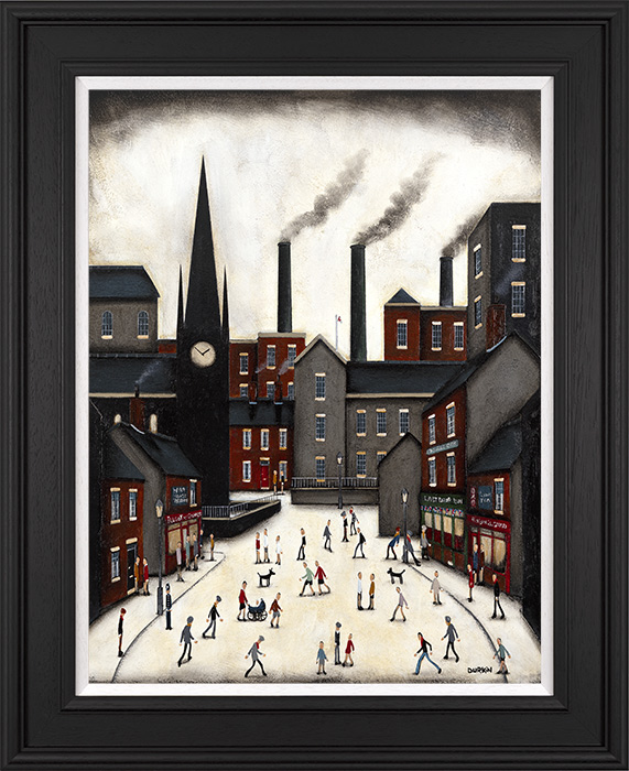 Sean Durkin, Original oil painting on panel, Smokestack Skyline, click to enlarge