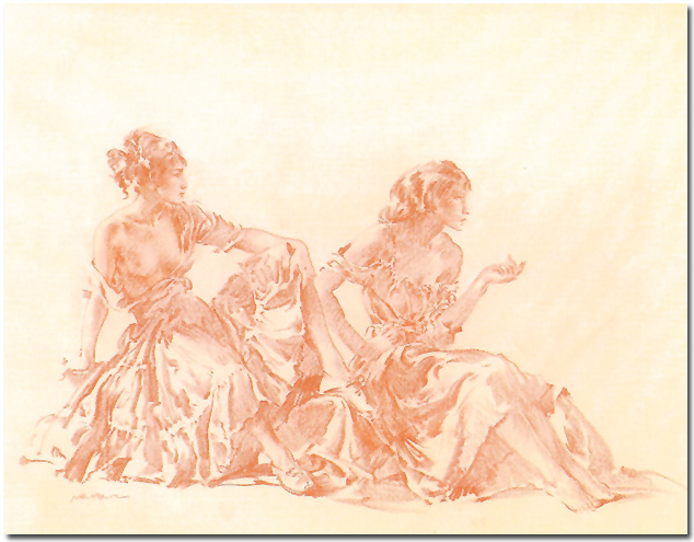 Sir William Russell Flint, Limited edition print, Cecilia and Joanna. Click to enlarge