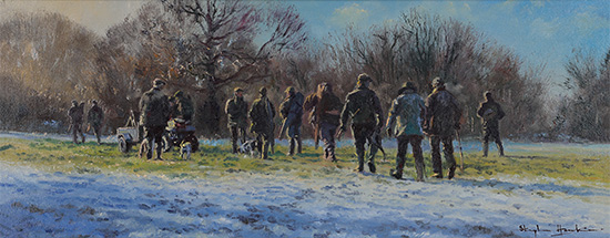 Stephen Hawkins, Original oil painting on canvas, The Shooting Party