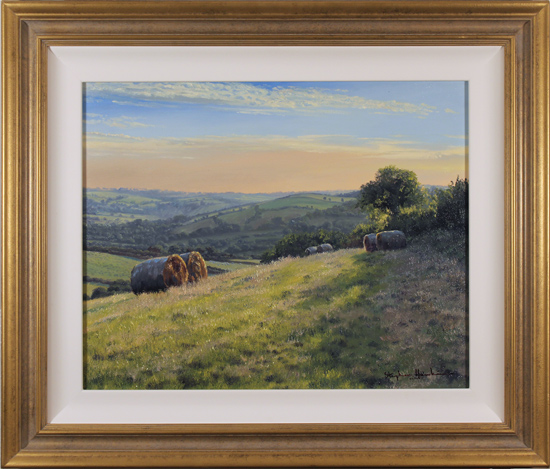 Stephen Hawkins, Original oil painting on canvas, Hay Bales, Yorkshire Wolds 