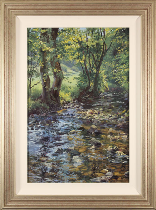 Stephen Hawkins, Original oil painting on panel, Woodland Stream, click to enlarge