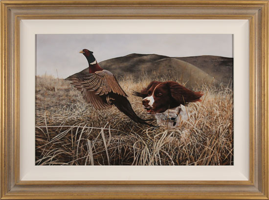 Stephen Park, Original oil painting on panel, Spaniel Flushing, click to enlarge