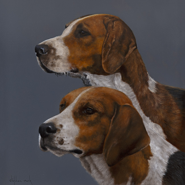 Stephen Park, Original oil painting on panel, Hounds