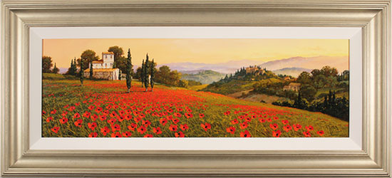 Steve Thoms, Original oil painting on panel, Rolling Hills of Tuscany 