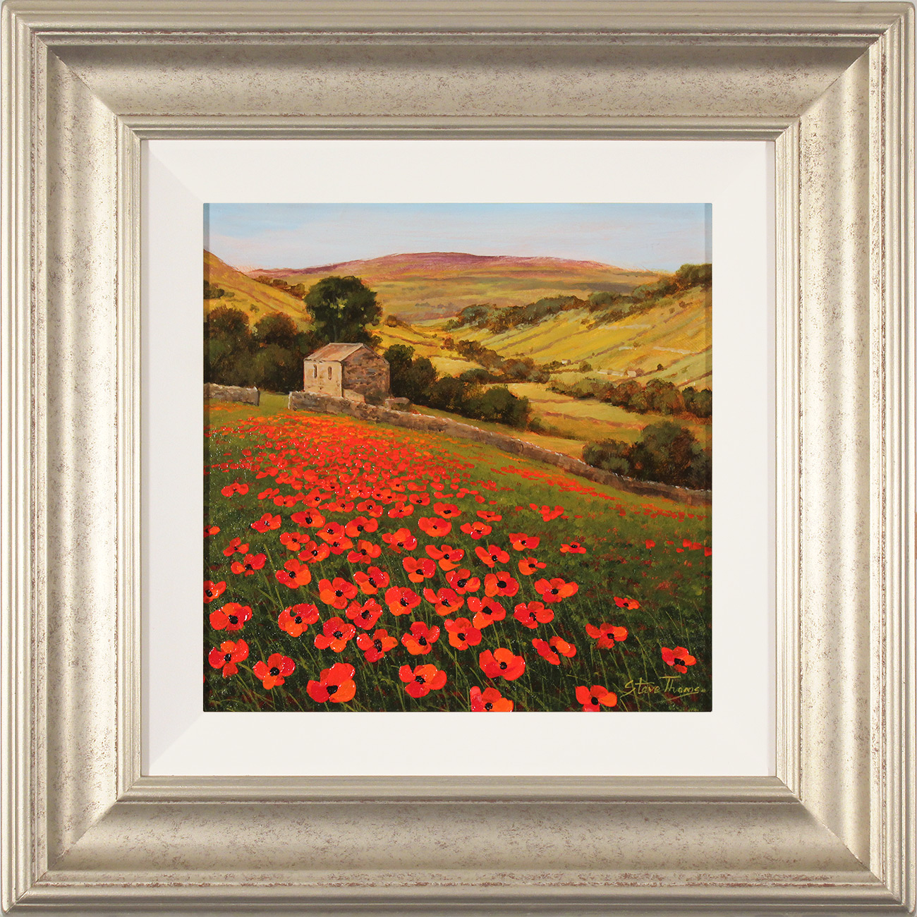Steve Thoms, Original oil painting on panel, Poppy Field, Yorkshire Dales. Click to enlarge