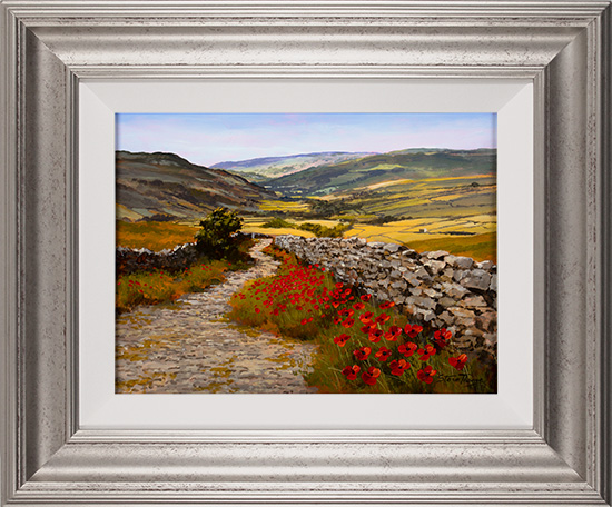 Steve Thoms, Original oil painting on panel, Moorland Poppies, Yorkshire Dales