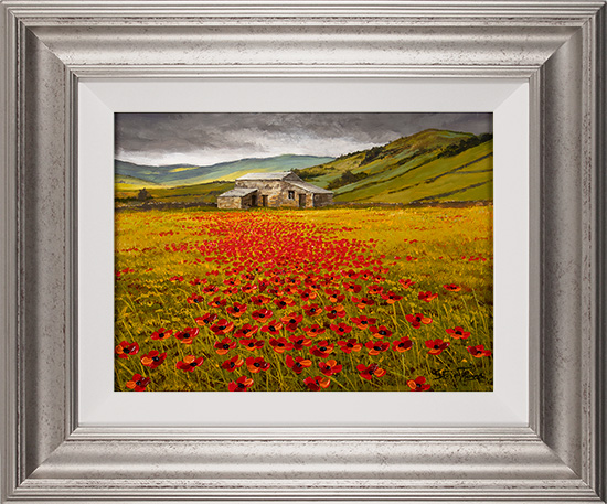 Steve Thoms, Original oil painting on panel, Poppy Cottage, Yorkshire Dales