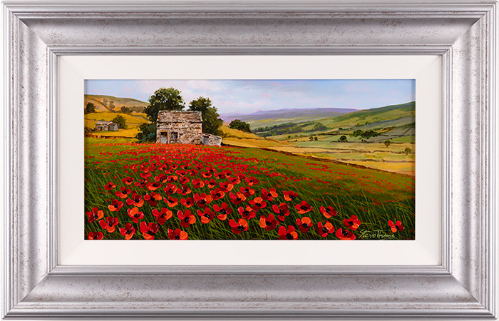 Steve Thoms, Original oil painting on panel, Wild Poppies, Yorkshire Dales