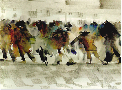 Sue Howells, Signed limited edition print, Standing Out From The Crowd Without frame image. Click to enlarge