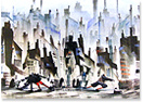 Sue Howells, Watercolour, Have You Heard The Latest? Large image. Click to enlarge