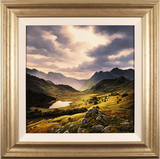 Suzie Emery, Original acrylic painting on board, Langdale Pikes, Lake District, click to enlarge