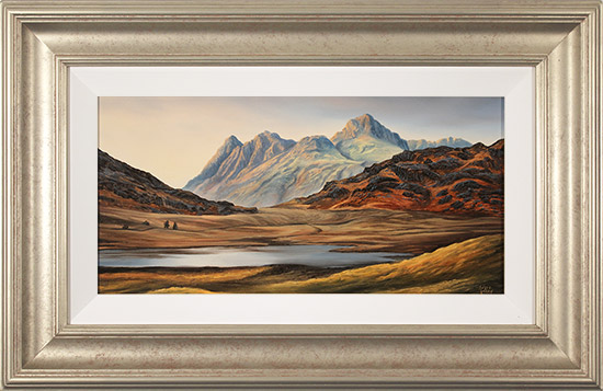 Suzie Emery, Original acrylic painting on board, Langdale Pikes, Blea Tarn  