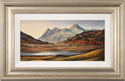 Suzie Emery, Original acrylic painting on board, Langdale Pikes, Blea Tarn  Large image. Click to enlarge