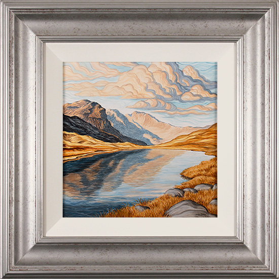 Suzie Emery, Original acrylic painting on board, Red Tarn, Great Knott, Crinkle Crags and Bowfell